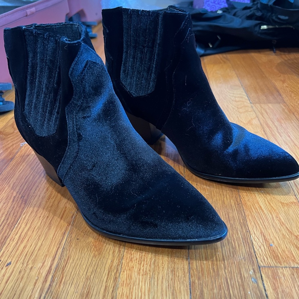 INC International Concepts Black Velvet Ankle Booties